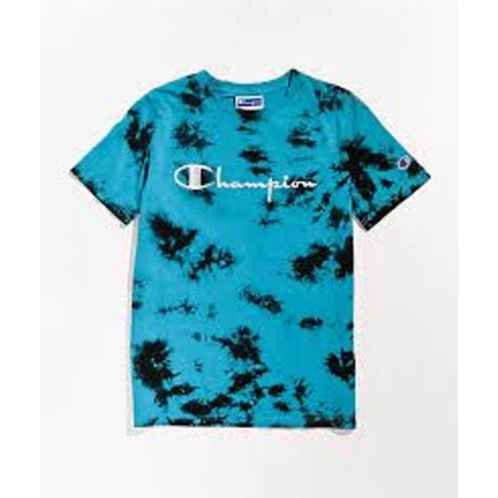 Champion Kids Teal Galaxy Dye Tie-Dye T-Shirt Tempo Teal Black Size 5